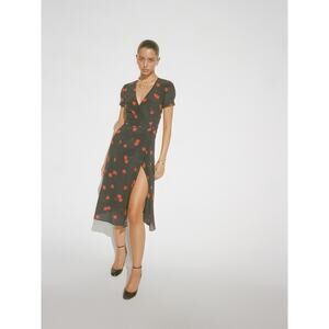 Realisation The Teale in wild cherry 100% silk wrap dress women’s size XS blue